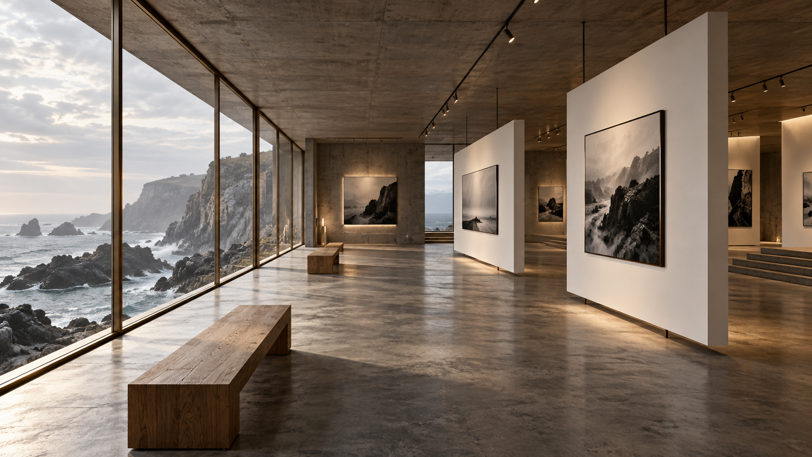 Cliffside Photo Gallery — 전시 공간 콘셉트, 전체 공간