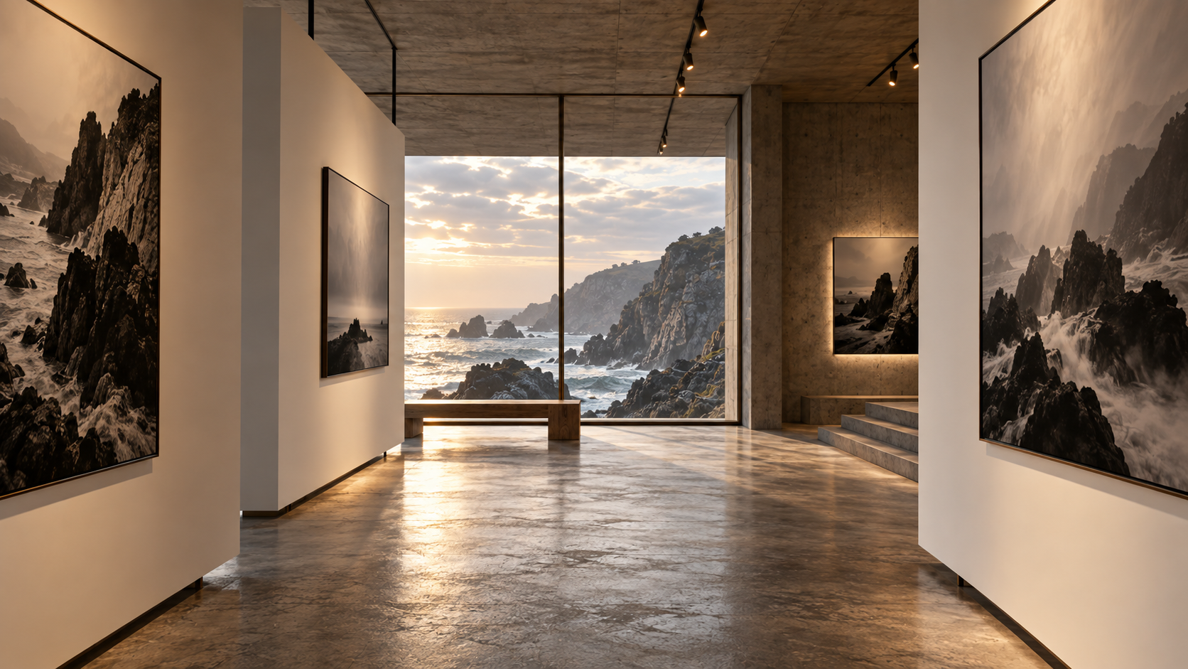 Cliffside Photo Gallery — 전시 공간 콘셉트, 공간의 연결