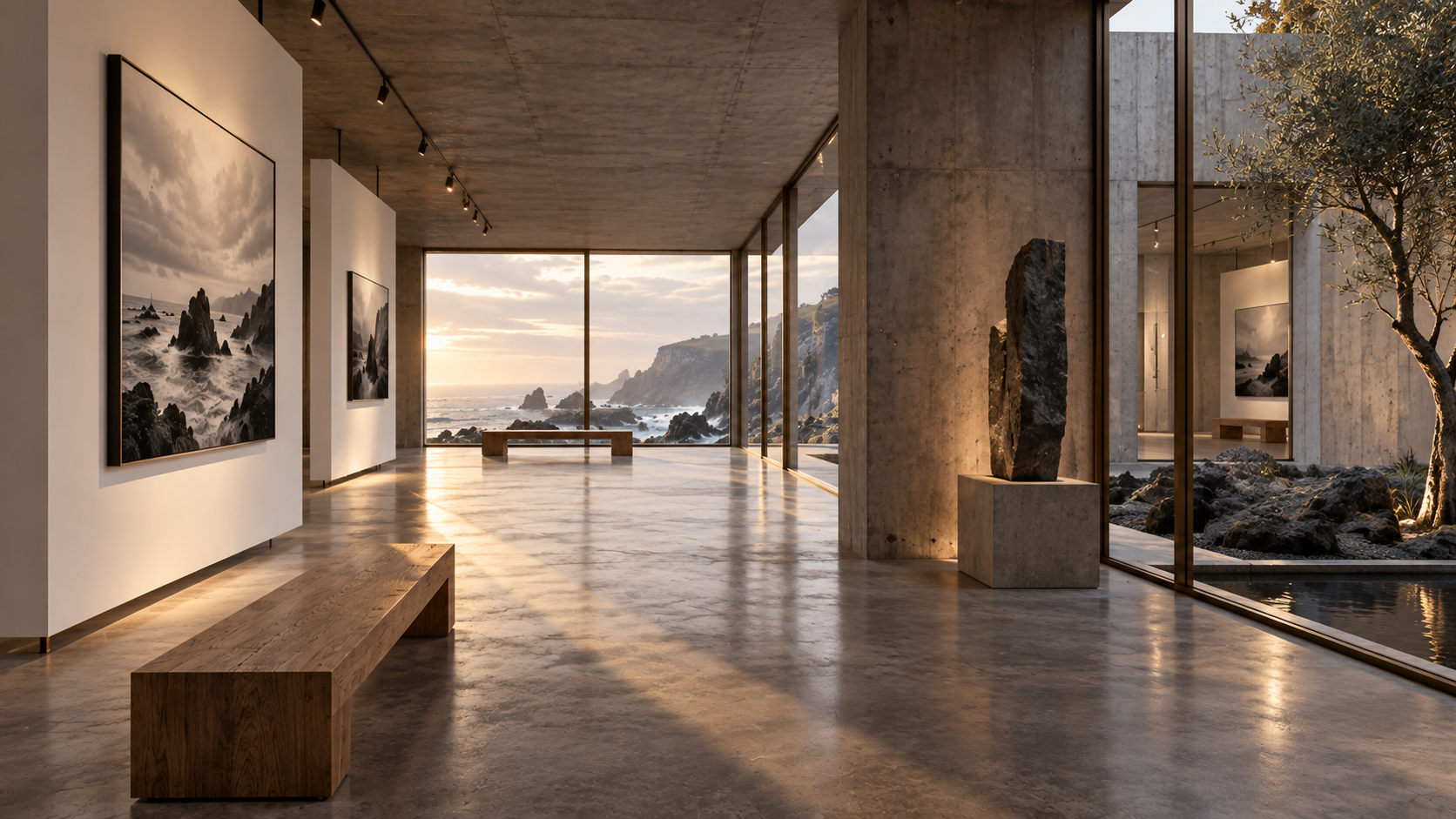Cliffside Photo Gallery — 전시 공간 콘셉트, 공간의 분위기