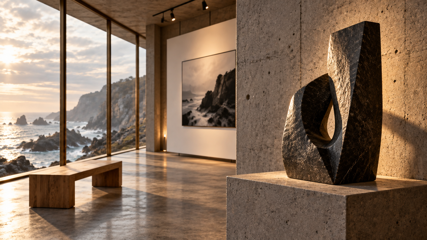 Cliffside Photo Gallery — 전시 공간 콘셉트, 소재와 디테일