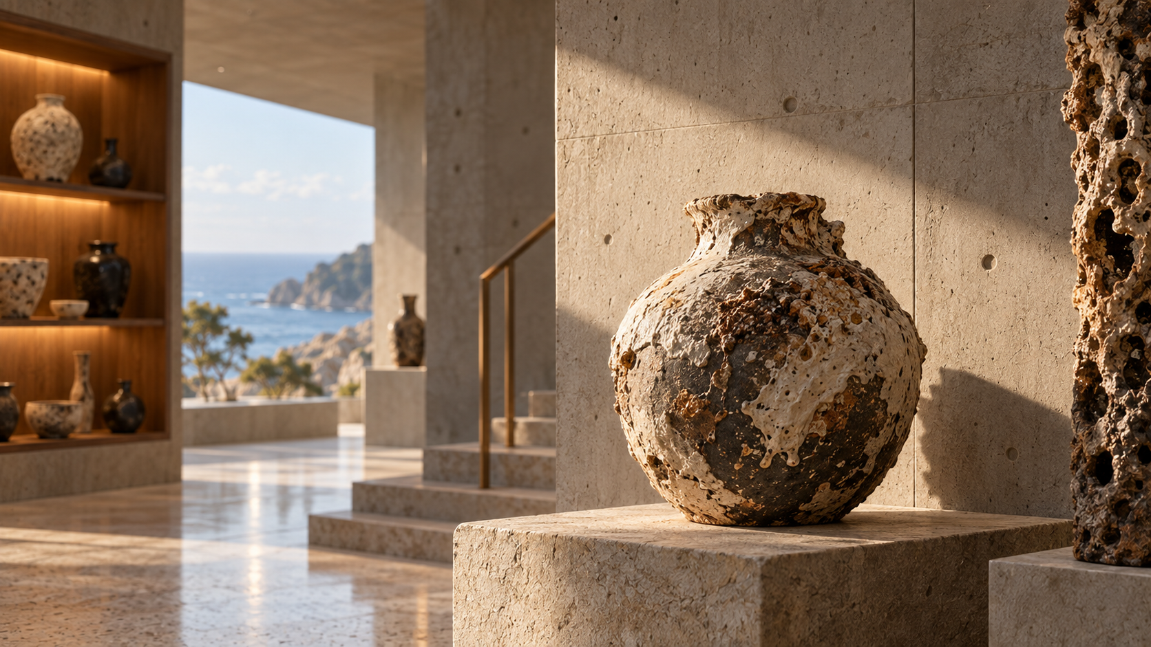 Coastal Ceramic Archive — 전시 공간 콘셉트, 소재와 디테일
