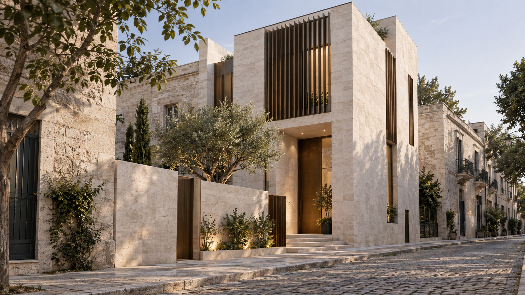 Urban Stone House — 건축 외관 콘셉트, 전체 공간