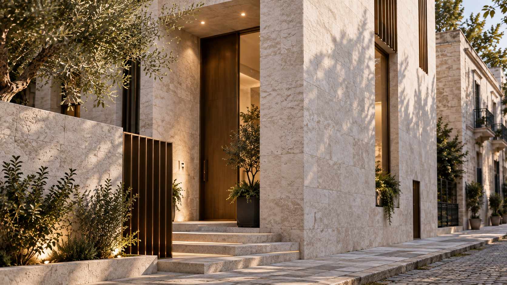 Urban Stone House — 건축 외관 콘셉트, 소재와 디테일