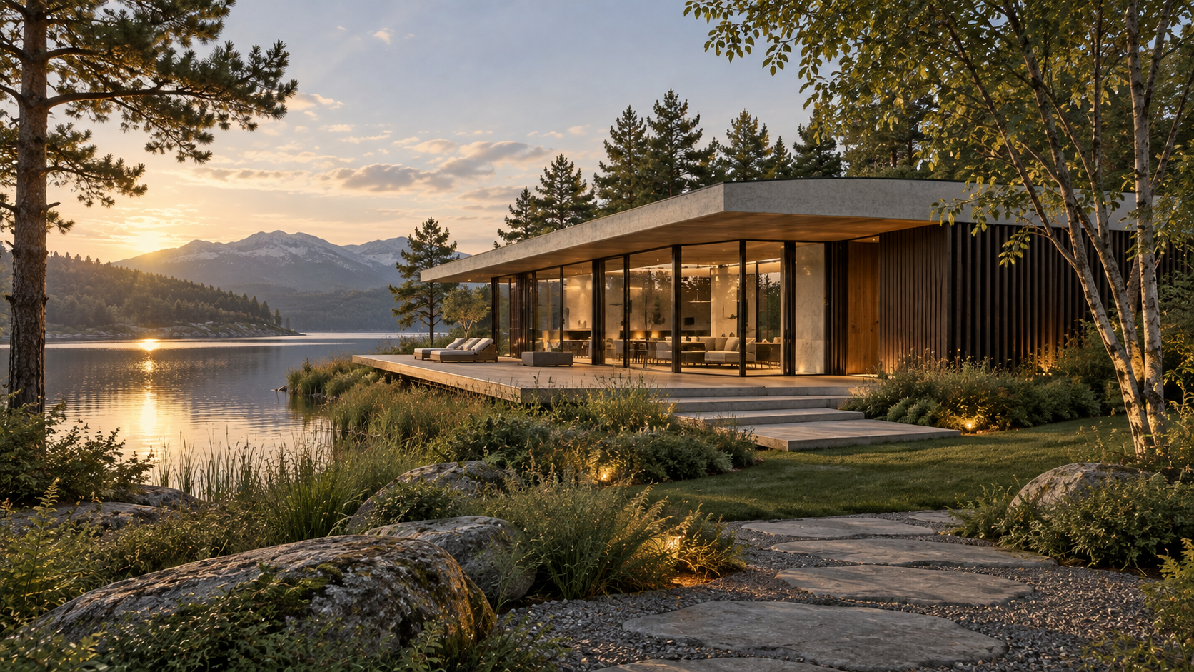 Lake Reflection Villa — 건축 외관 콘셉트, 다른 시점
