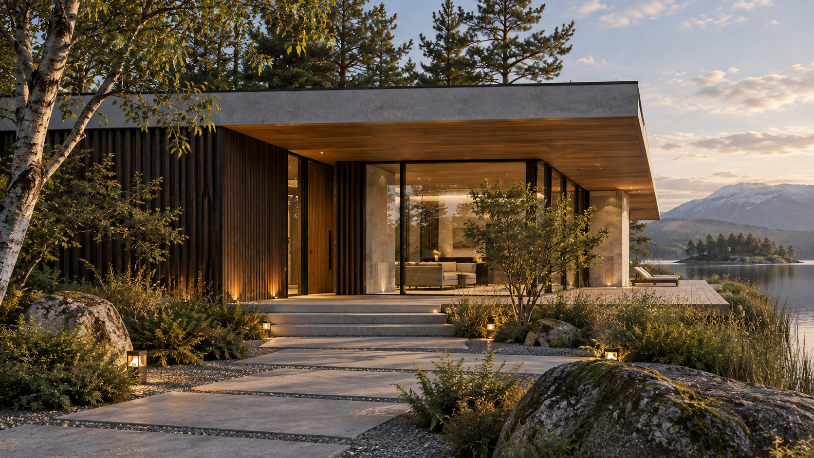 Lake Reflection Villa — 건축 외관 콘셉트, 공간의 연결
