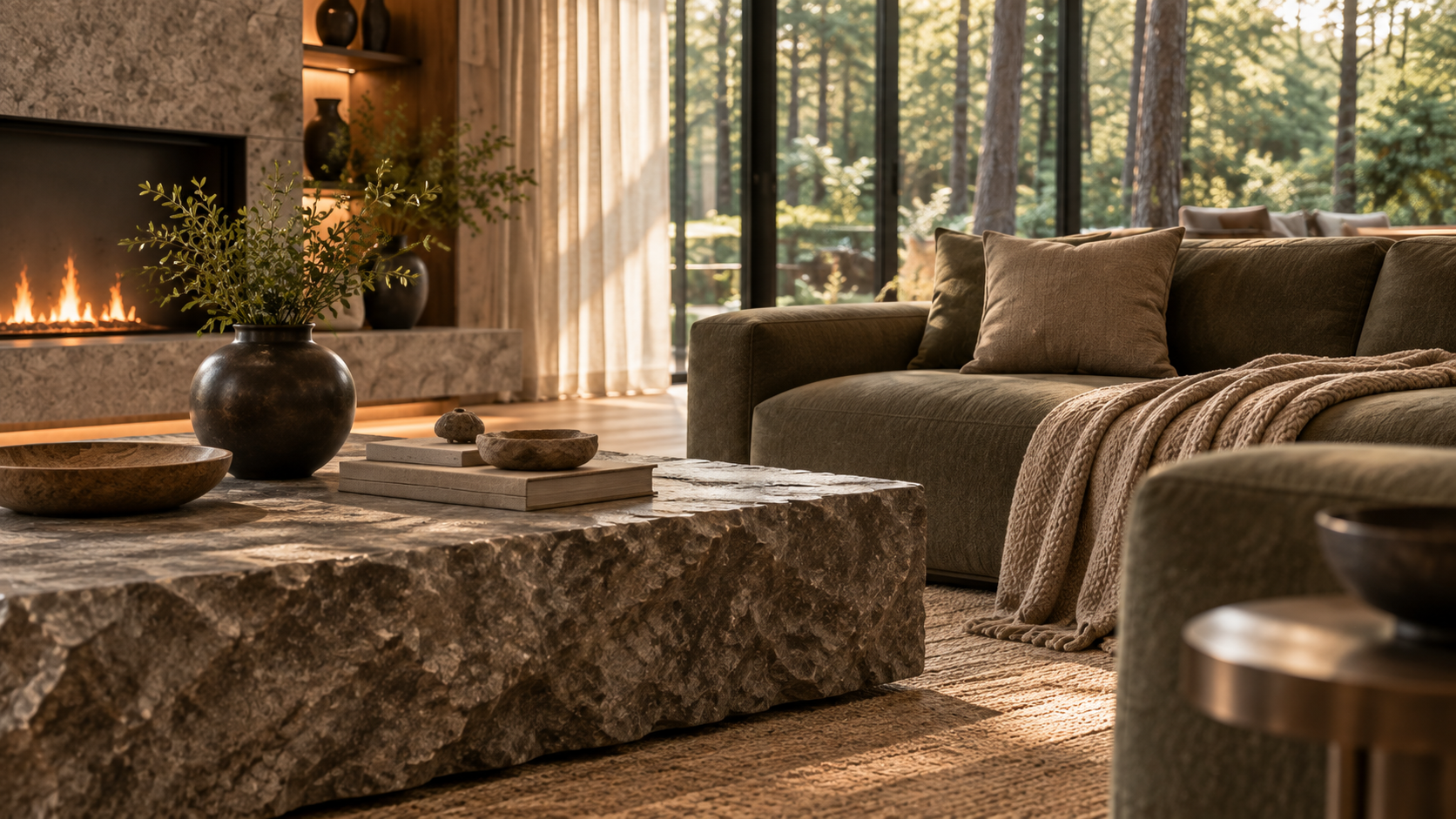 Forest Living Suite — 실내 공간 콘셉트, 소재와 디테일