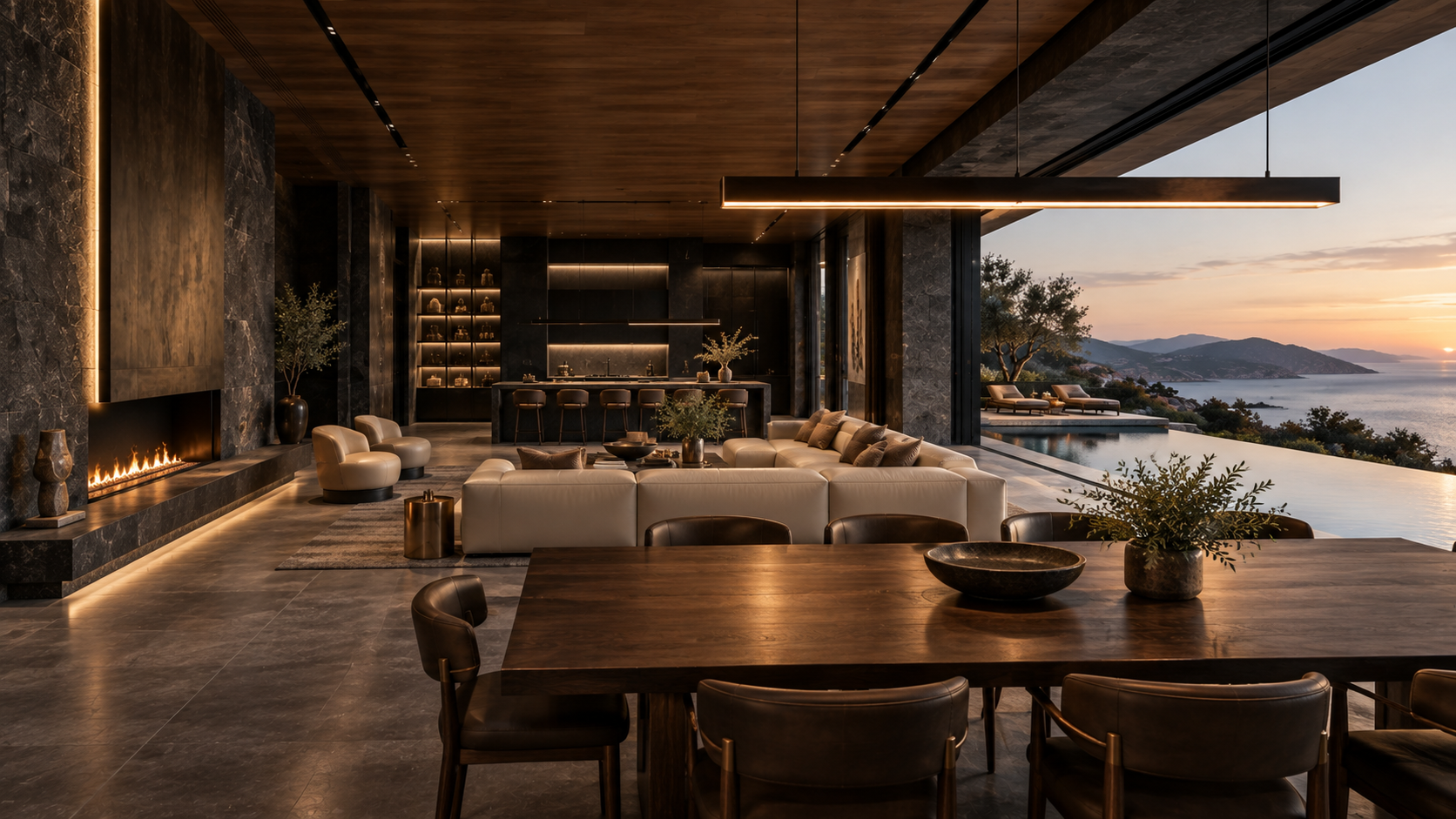 Dark Stone Residence — 실내 공간 콘셉트, 다른 시점