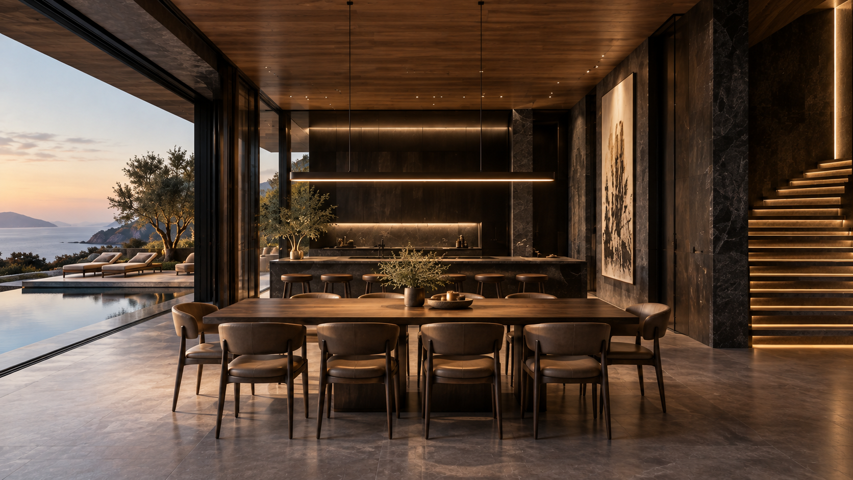 Dark Stone Residence — 실내 공간 콘셉트, 공간의 연결