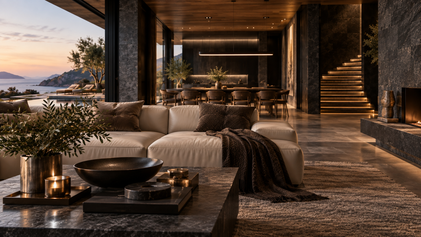 Dark Stone Residence — 실내 공간 콘셉트, 소재와 디테일
