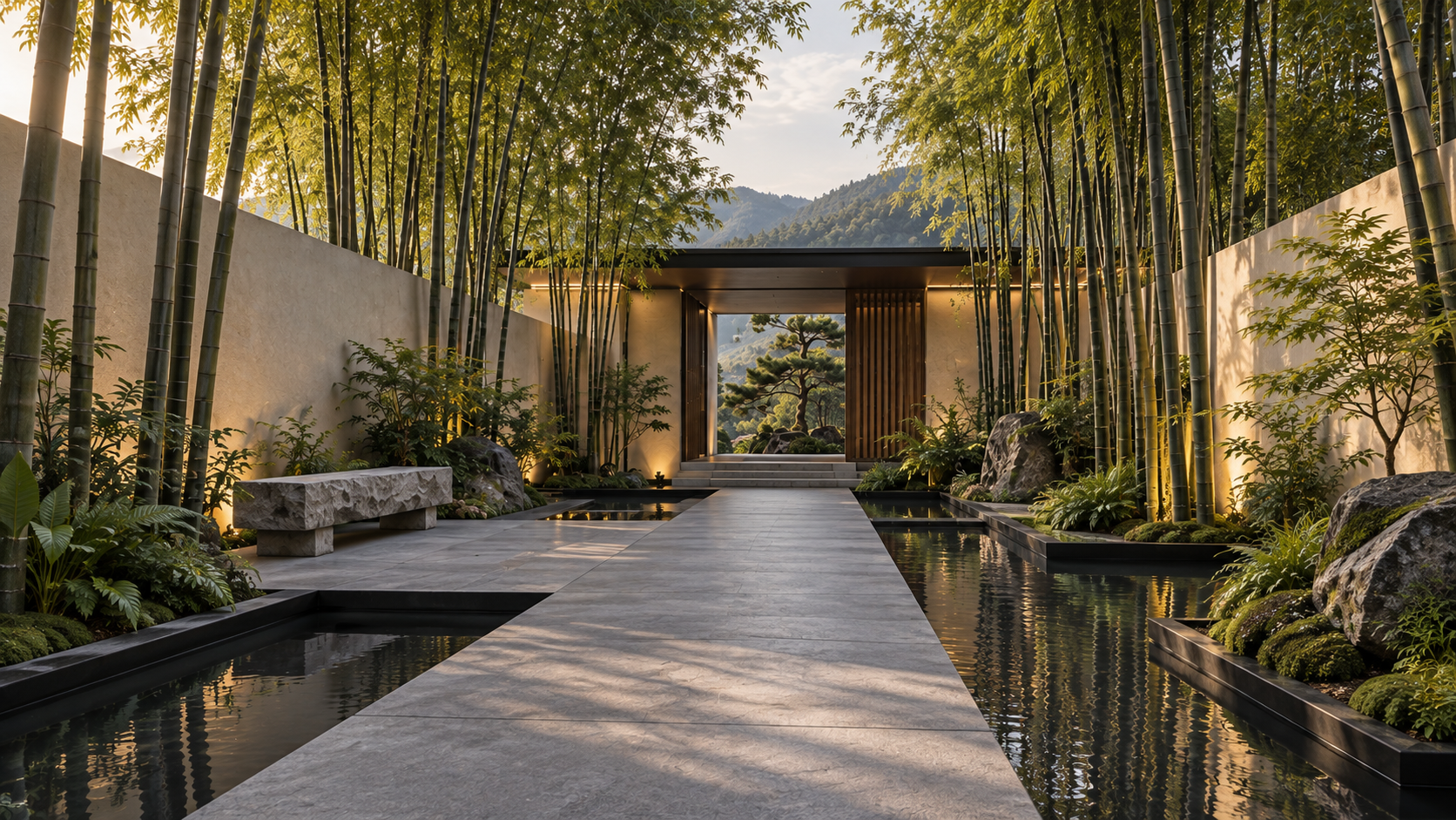 Bamboo Passage — 조경 공간 콘셉트, 다른 시점