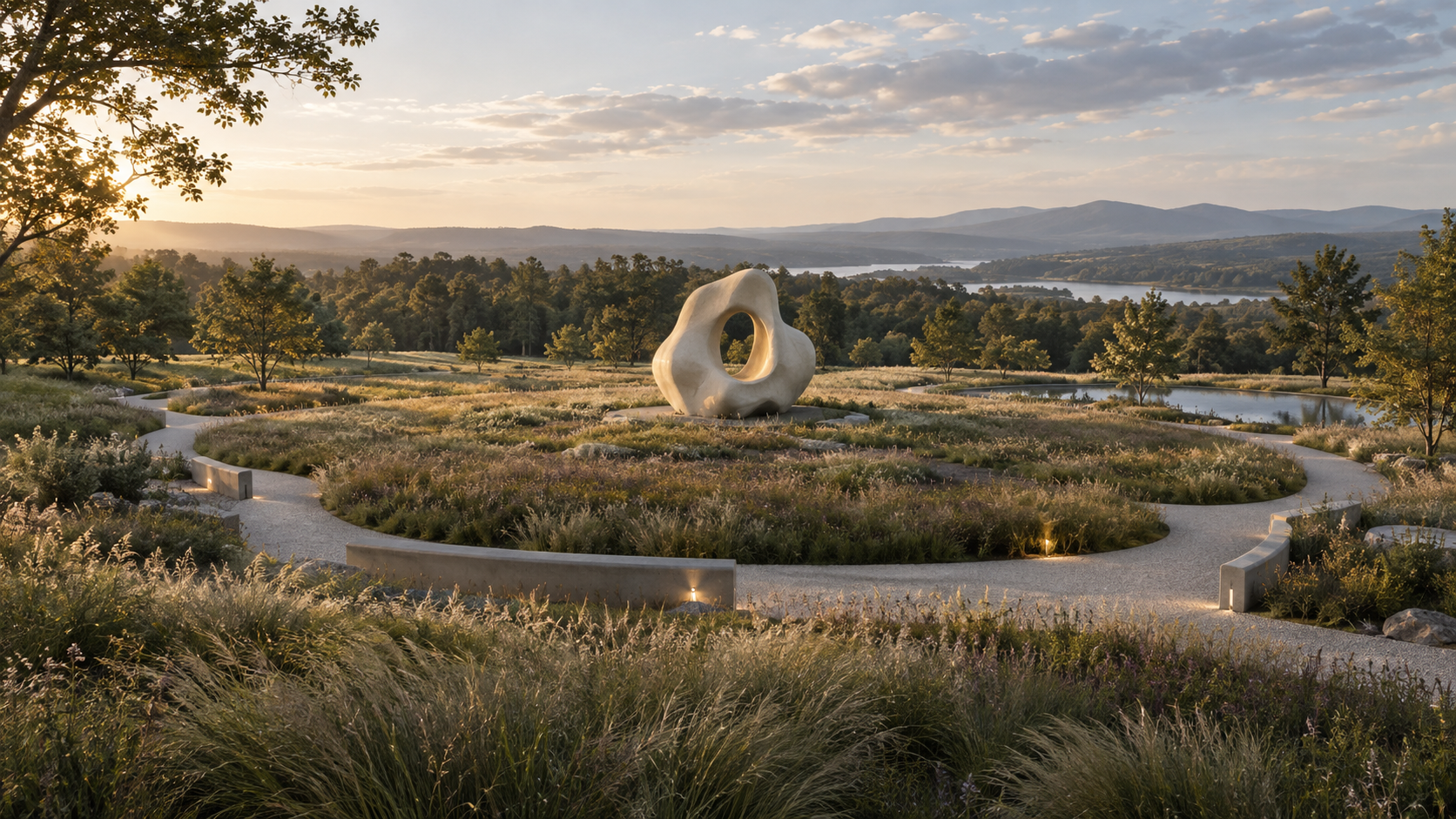 Sculpture Meadow — 조경 공간 콘셉트, 전체 공간