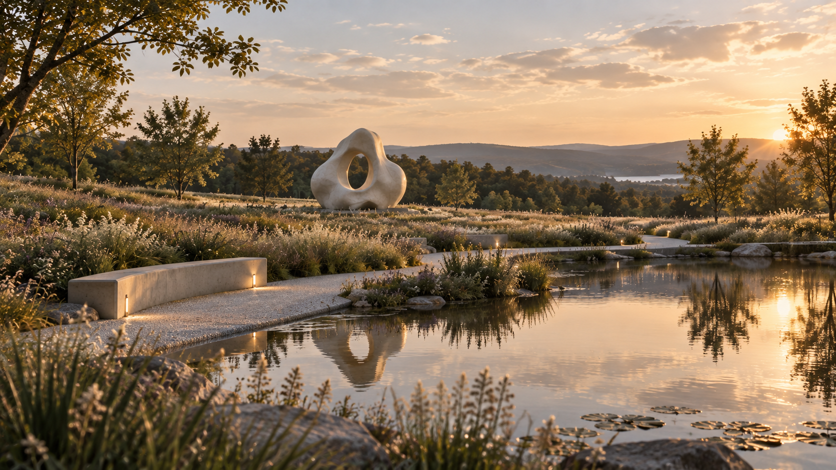 Sculpture Meadow — 조경 공간 콘셉트, 공간의 연결