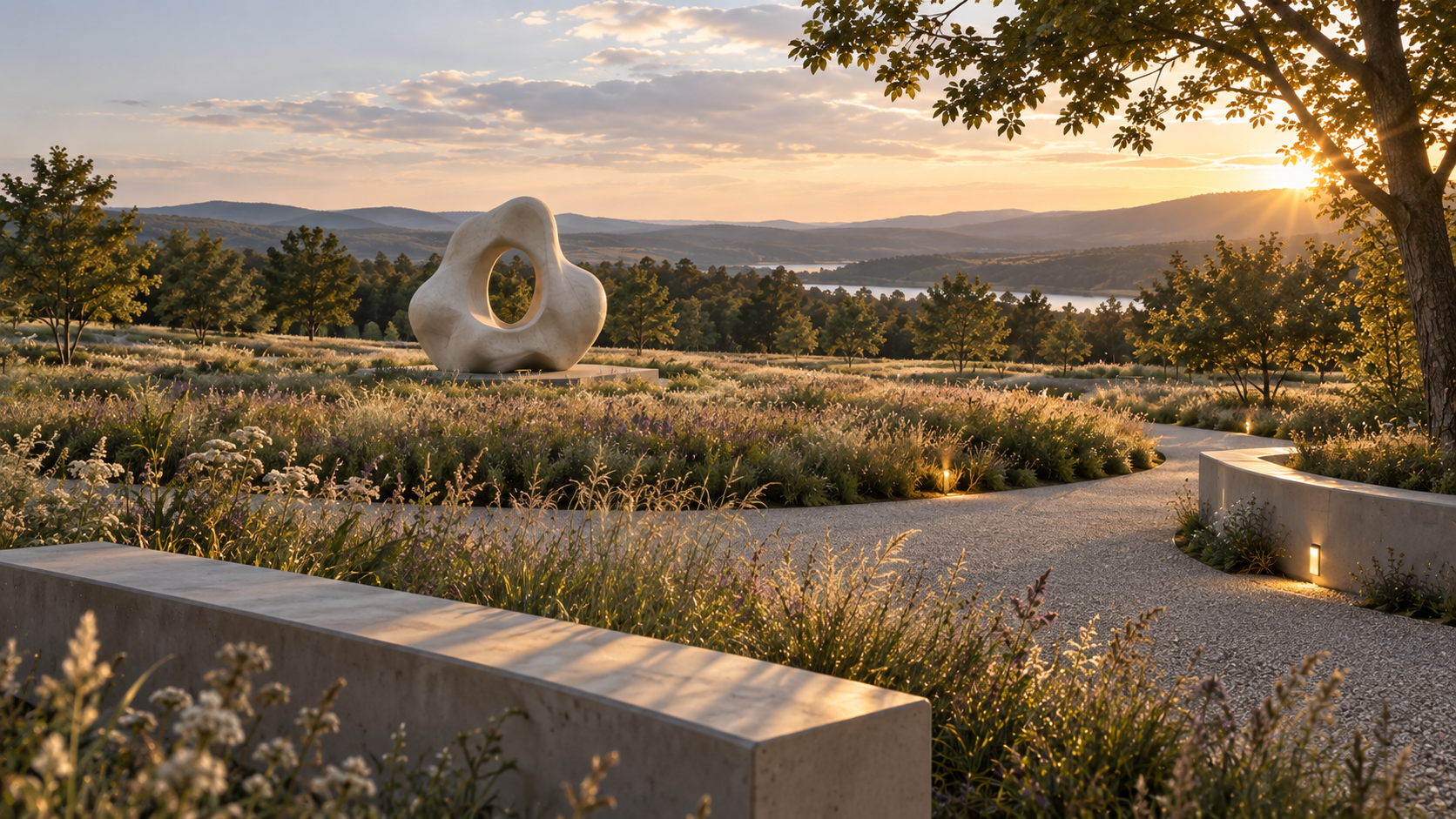 Sculpture Meadow — 조경 공간 콘셉트, 공간의 분위기