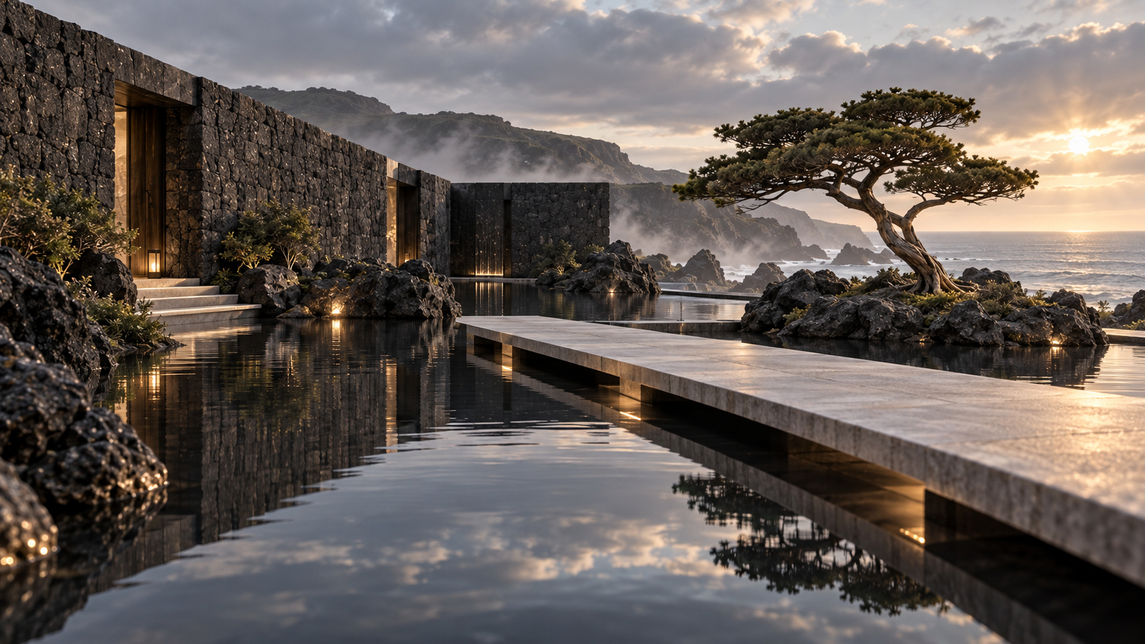 Basalt Water Court — 조경 공간 콘셉트, 공간의 연결