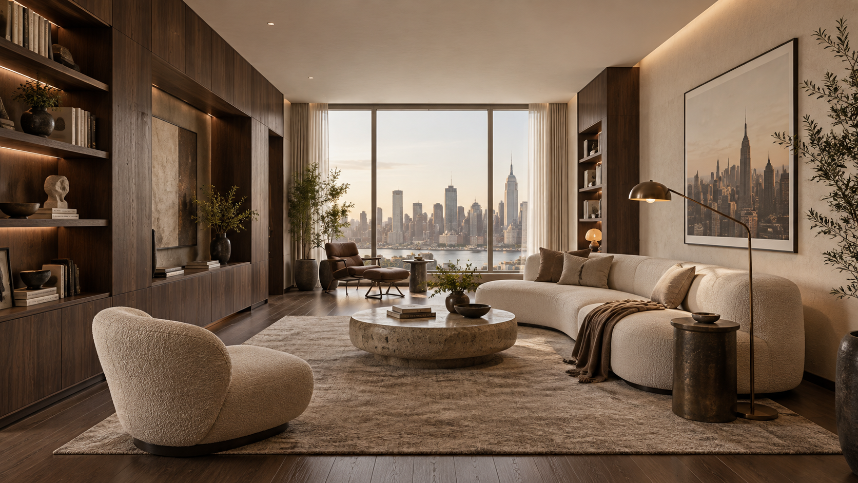 Walnut Atelier Apartment — 실내 공간 콘셉트, 전체 공간